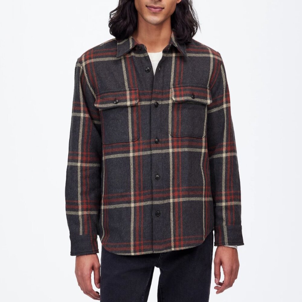 Madewell Brushed Easy Shirt-Jacket in Italian Fabric • size medium • NT033